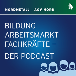 Graphik: Podcast-Cover. Schrift "Bildung, Arbeitsmarkt, Fachkräfte - Der Podcast"